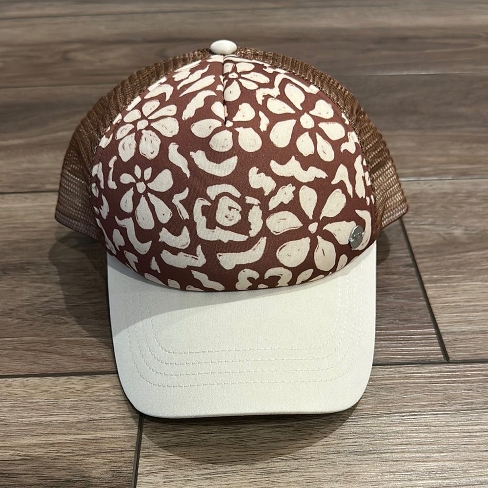 Floral Brown and Cream Trucker Hat